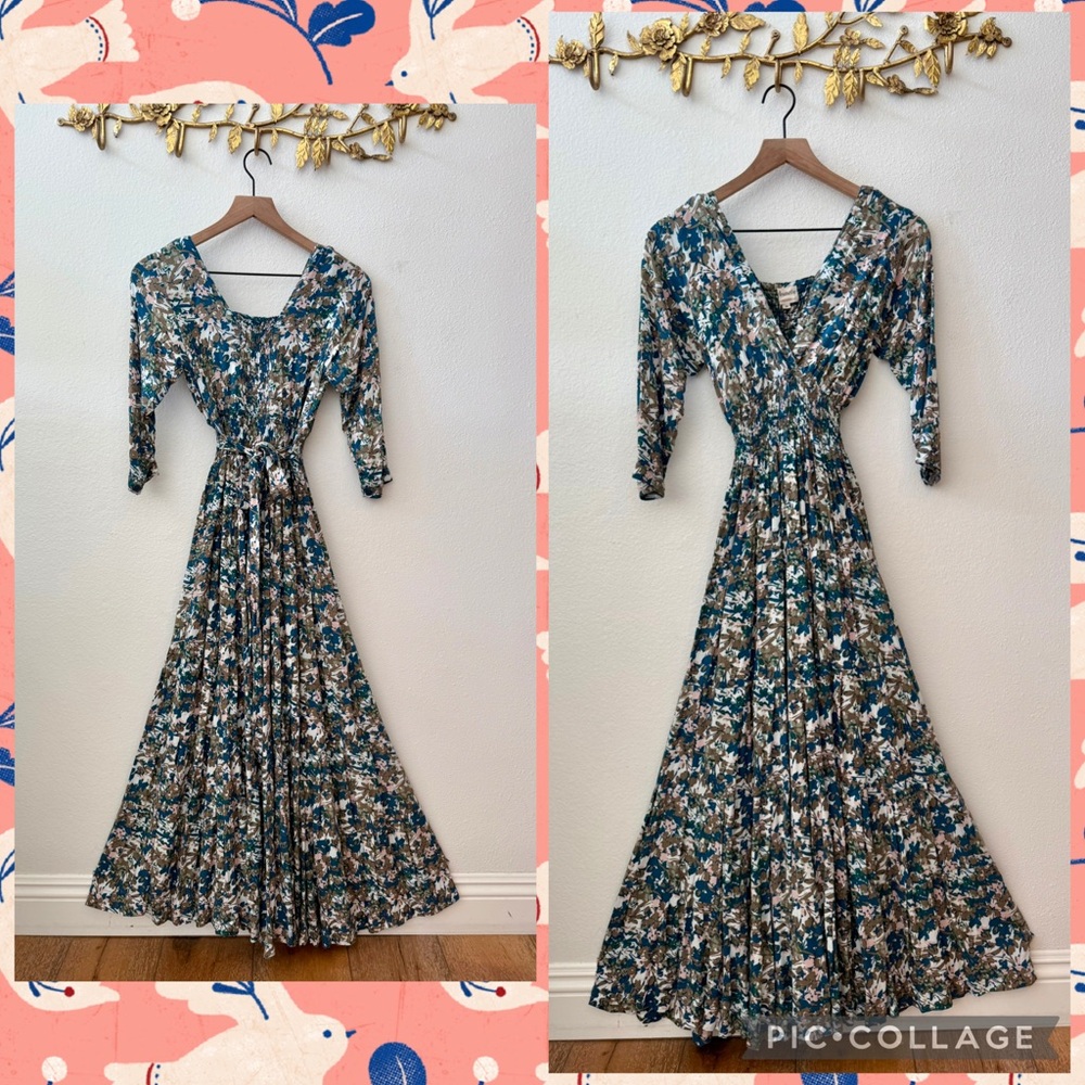 Floral Print Tie Back Maxi Dress by Anabella, size medium